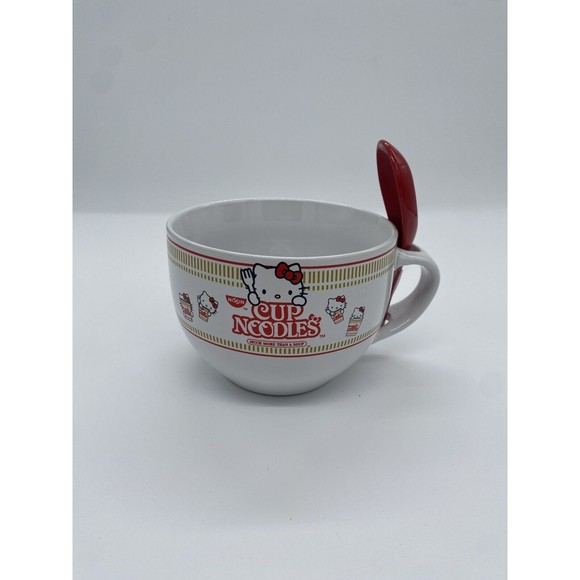 Sanrio Hello Kitty x Nissin Cup Noodles Soup Mug With Spoon | Holds 24 Ounces - Picture 1 of 6